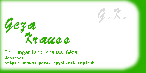 geza krauss business card